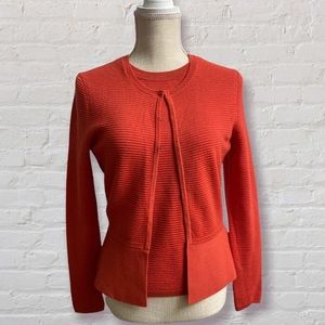 HUGO BOSS - Women’s Fadri Red Peplum Sweater Set Sz S 100% Superfine Marino Wool